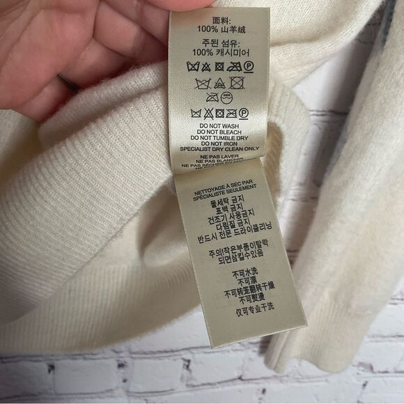 Burberry Brit Womens 100% Cashmere Sweater Ivory Crewneck Pullover Size L‎ - Picture 5 of 10